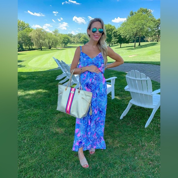 Lilly Pulitzer Mareena Maxi Dress Ruffle Blouson Ocean Party Core Size Small - Picture 10 of 10